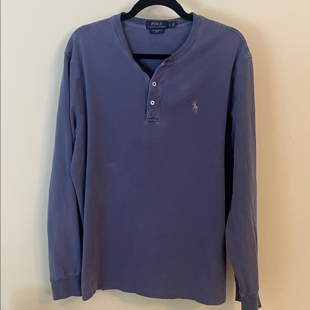 Vintage Polo by Ralph Lauren Men's Blue Long Sleeve Henley